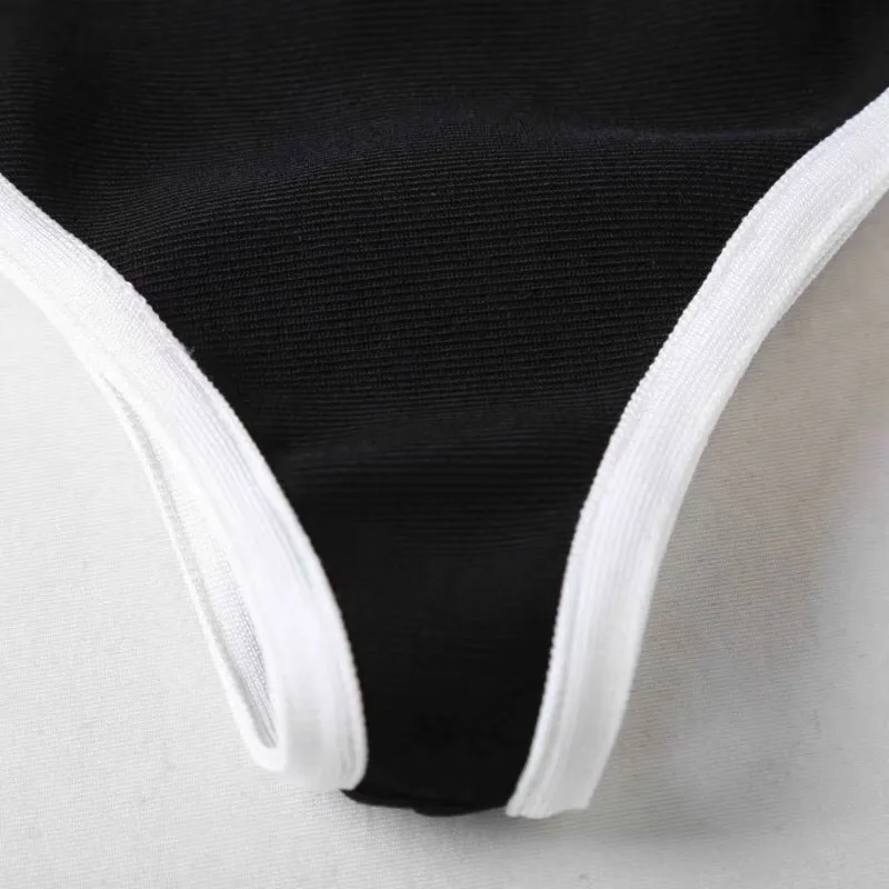 

Summer Women Beach Fashion Sexy Square Collar Lacing Black Bandage Bodysuit 2020 Rayon Female Designr Fashion Beachwear Bodysuit