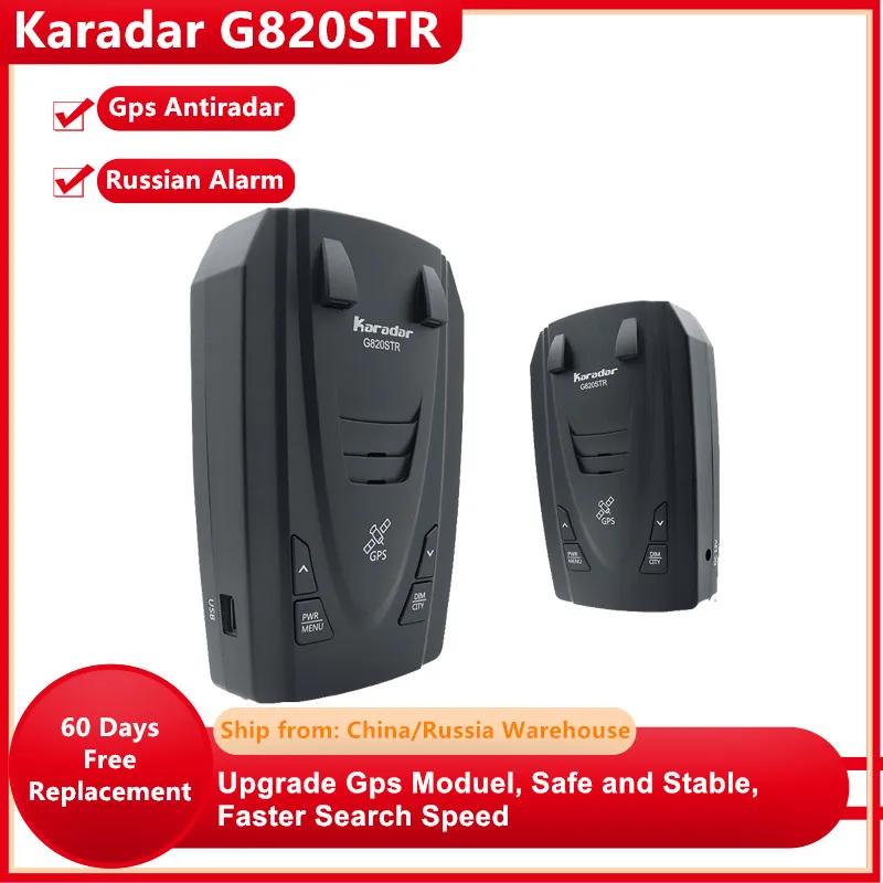 

Karadar G820STR Radar Detectors Led 2 in 1 Radar Detector for Russia with GPS Car Anti Radars Police Speed Auto X CT K La