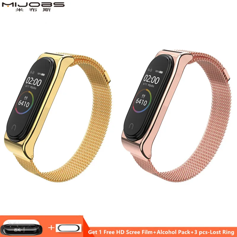 Магнитный ремешок Mijobs для смарт часов Xiaomi Mi Band 4 наручных band браслет из