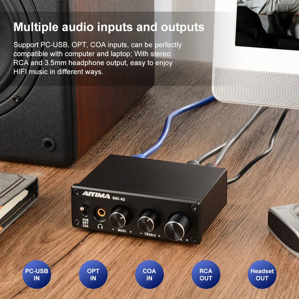 AIYIMA мини HiFi 2 0 цифровой аудио декодер USB DAC усилитель для наушников 24 бит 96 кГц вход