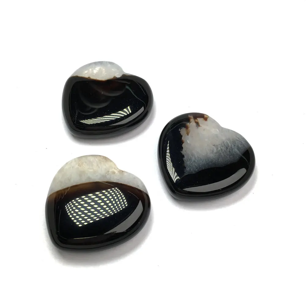 Подвеска из натурального камня в форме сердца черные Агатовые Подвески