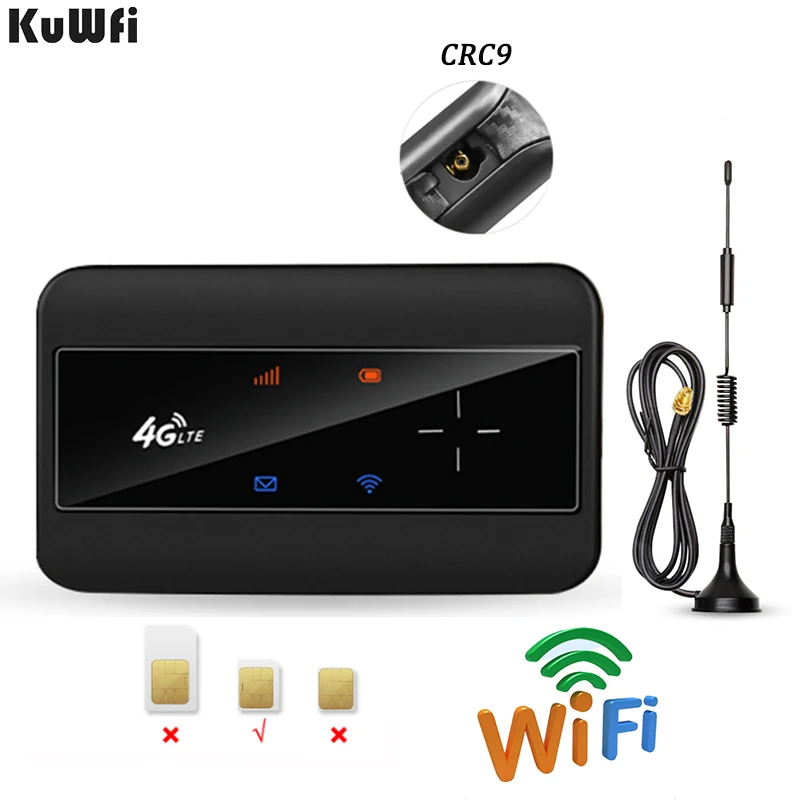 

KuWFI 4G WIFI Router 150Mbps LTE Router Support WPA/WPA2 WIFI Encryption Wireless LTE Unlocked Mobile Hotspot With SIM Card Slot