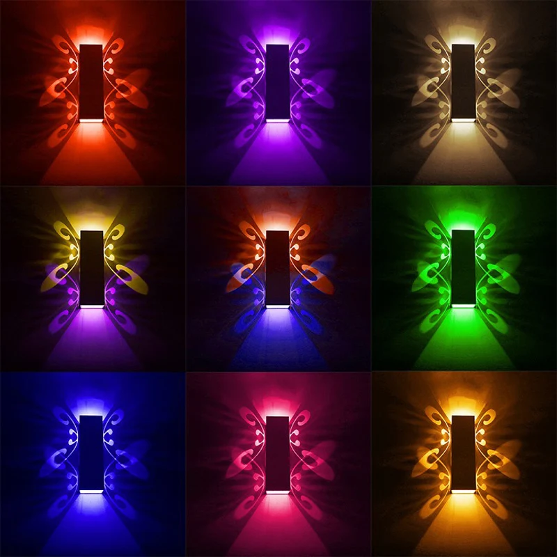 

2W 6W Modern Living Room Bedroom LED Wall Lamp Butterfly Creativity Decor KTV Decoration Home Aluminum Lighting Party Wall Light