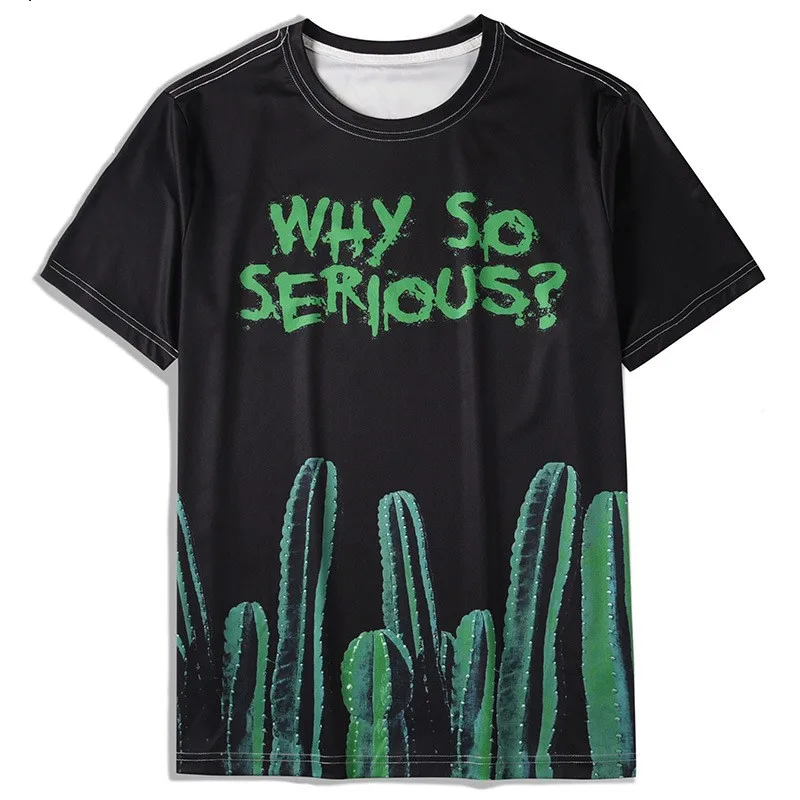 

Fashion Men T-Shirts Short Sleeve CACTUS Demon Print Men's and Women's Loose Short Sleeve T-Shirt Men's Tops Tees