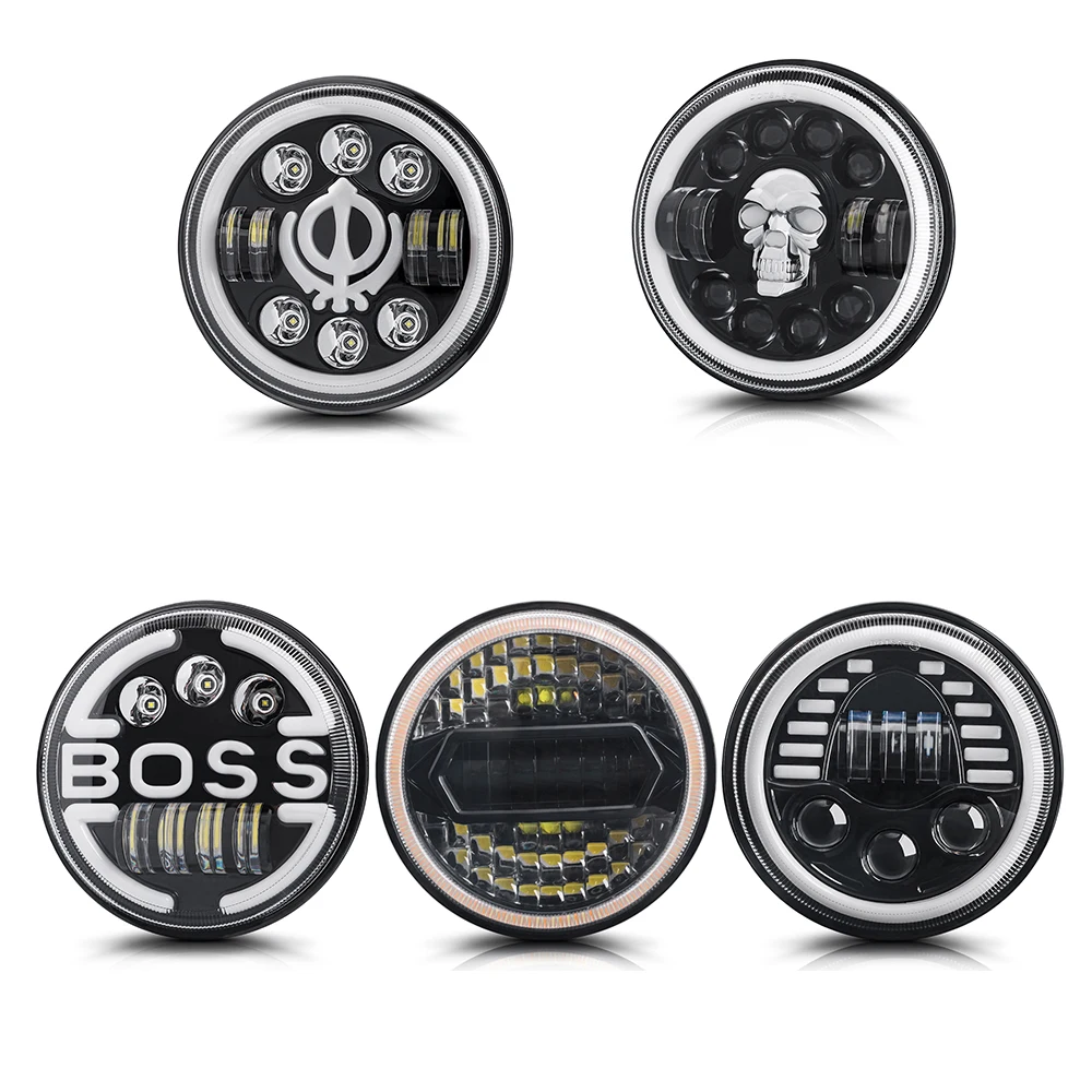 

7Inch H4 Headlight LED Bulb Projector Headlight Assembly Angel Eyes Round Halo DRL Turn Lamp For Car Niva Lada Jeep Wrangler 12V