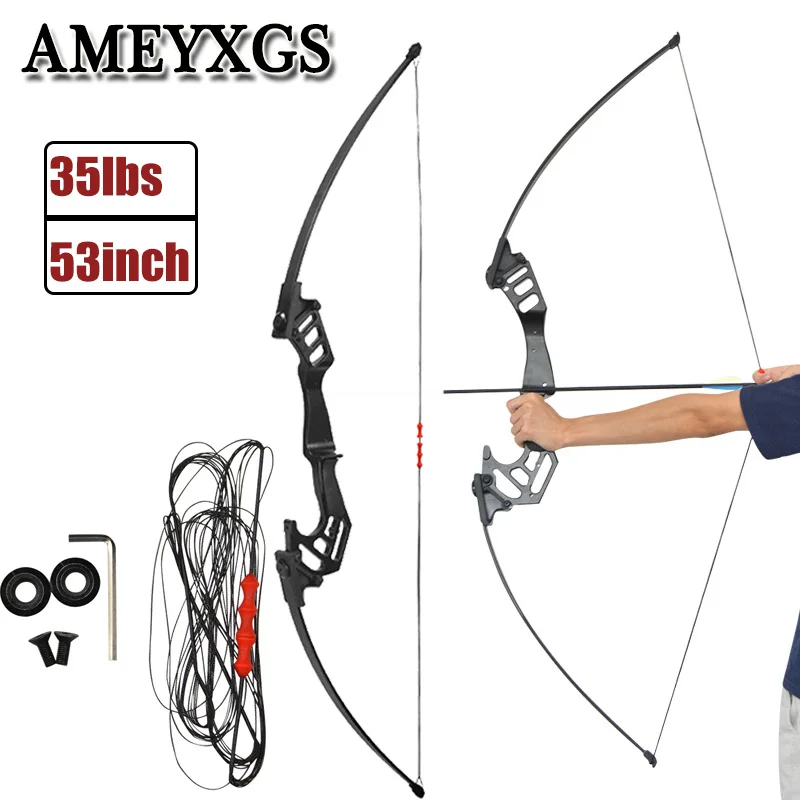 Archery 53inch Alloy Straight Pull Bow 35lbs Recurve Bow Hunting Shooting Training Game Bow Sports Compound Bow And Arrow
