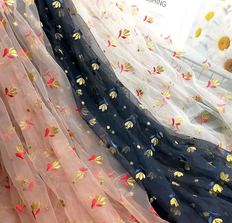 

soft mesh embroidered lace fabric dress clothing garment mesh decorative fabric width 1.5 meters