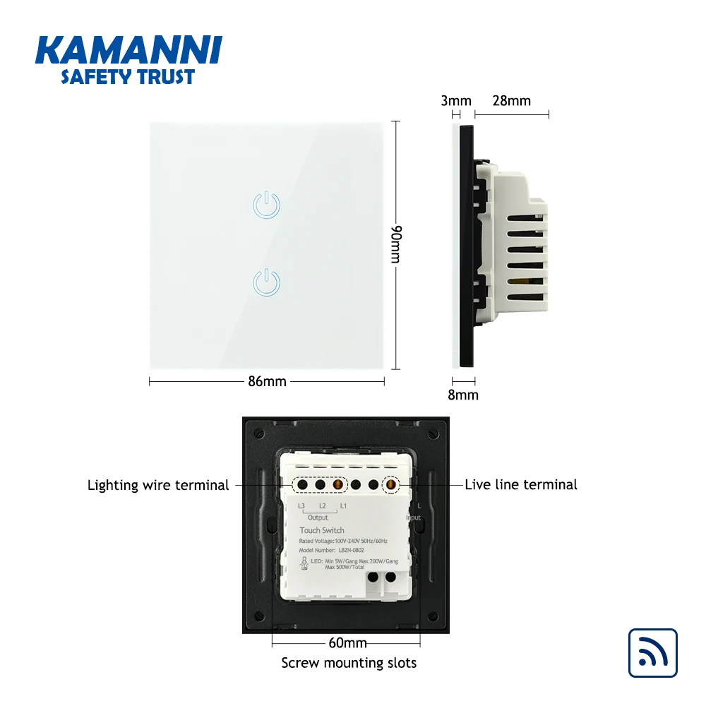 Kamanni умные переключатели 2 Gang WiFi Smart Switch US Standard 1/2/3 1/2 Way App Control умный светиль ник Goole