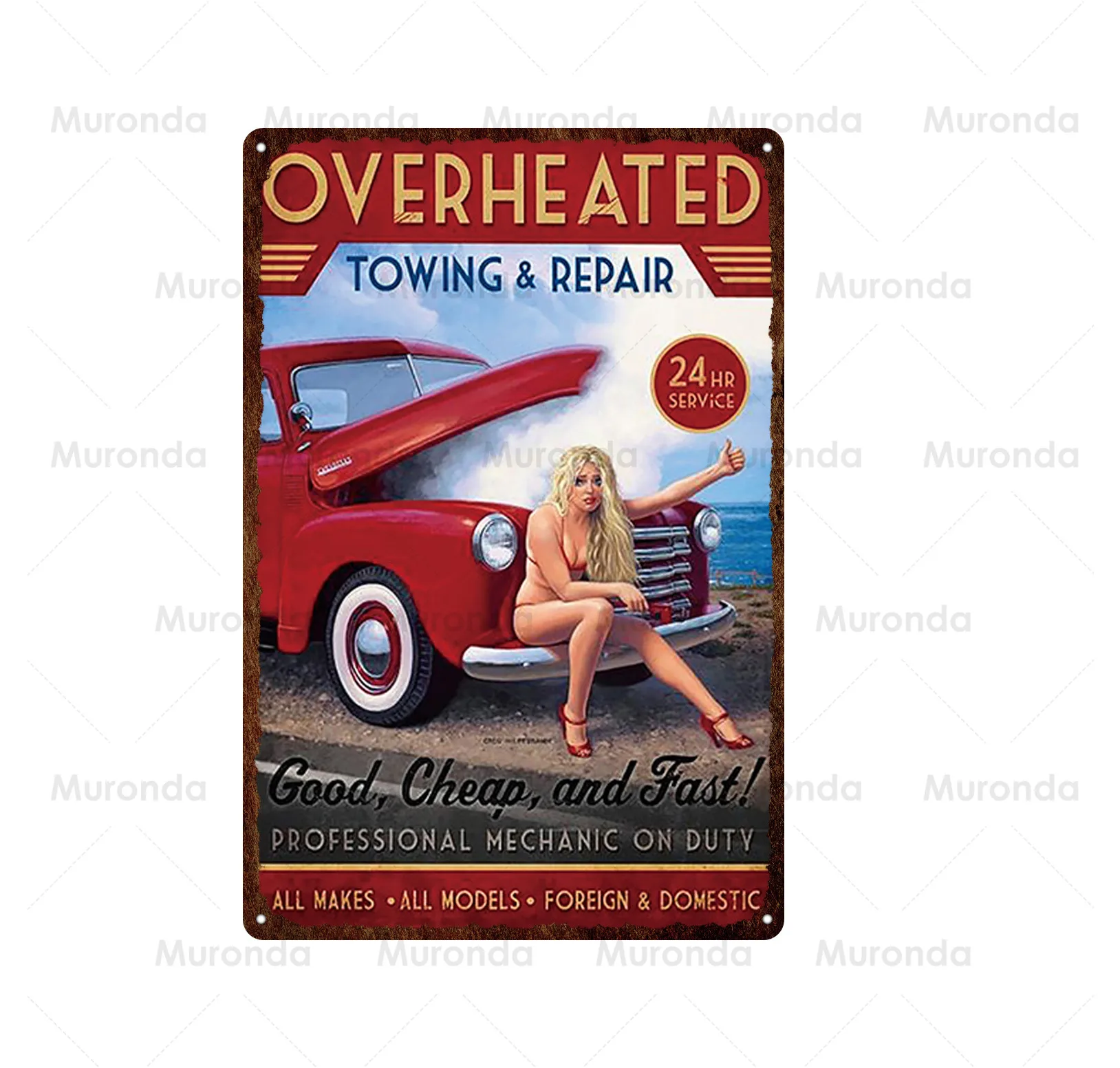 

Transportation Metal Sign Retro Vintage Home Decor Garage Tin Signs Pin Up Girl Poster Car Plane Aircraft with Sexy Lady