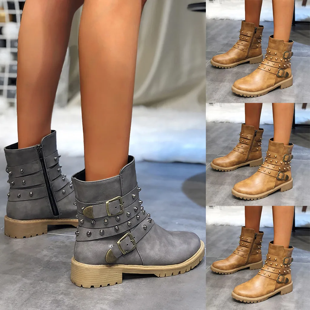 Новинка 2020 года сезон весна зима модные однотонные винтажные женские ботинки на