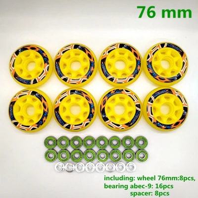 Роликовые коньки колеса 85 A 72 76 78 80 мм PU колеса 8 шт в партии - Цвет: yellow 76 abec-9