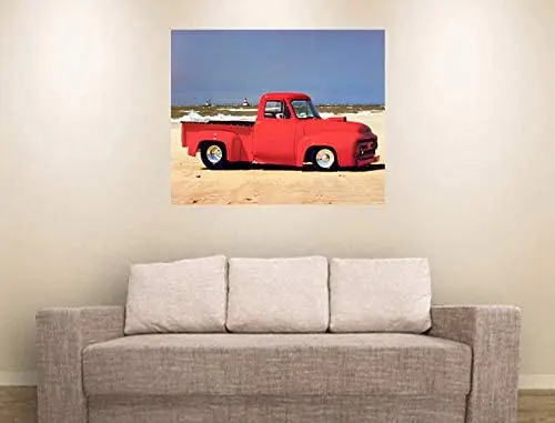 

Vintage Red Ford F-100 Pickup TrucKoopman Wall Decor Art Print Poster
