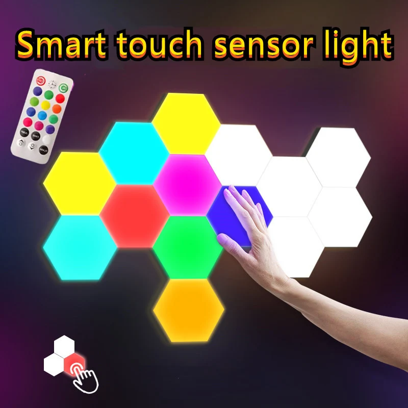 

RGB LED Quantum Lamp Hexagon Light DIY Wall Lamp Touch Sensor RGBW LED Honeycomb Light Colorful Night Light USB Modular Lamp