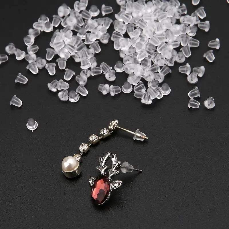 

200Pcs Silicone Earring Back Soft Clear Ear Safety Back Pad Backstop Replacement U4LF