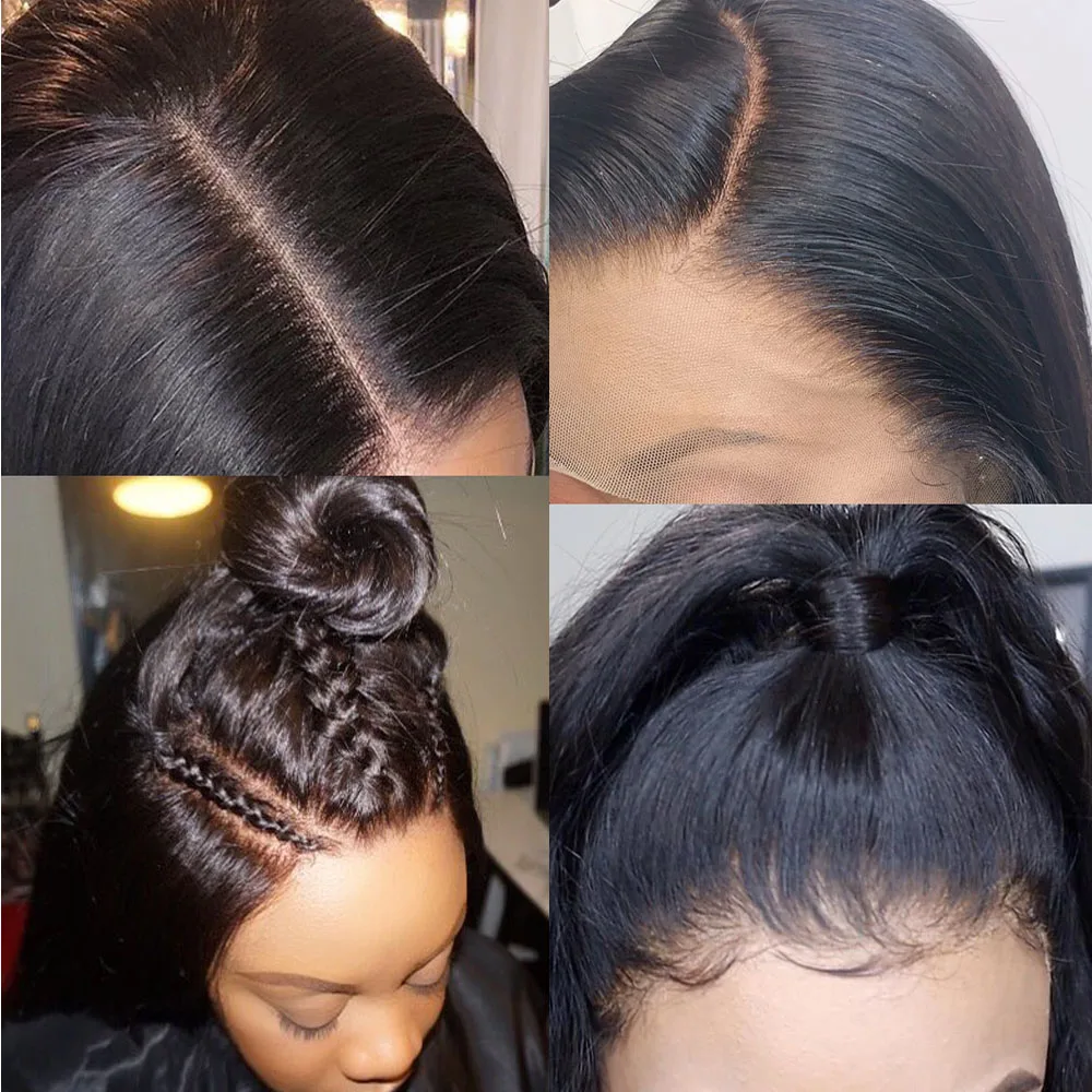 Шелковистые прямые человеческие волосы на полной сетке искусственные 180%