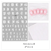 10pcs black and white gold and silver laser gold and silver gothic alphabet nail stickers for nail decoration design manicure