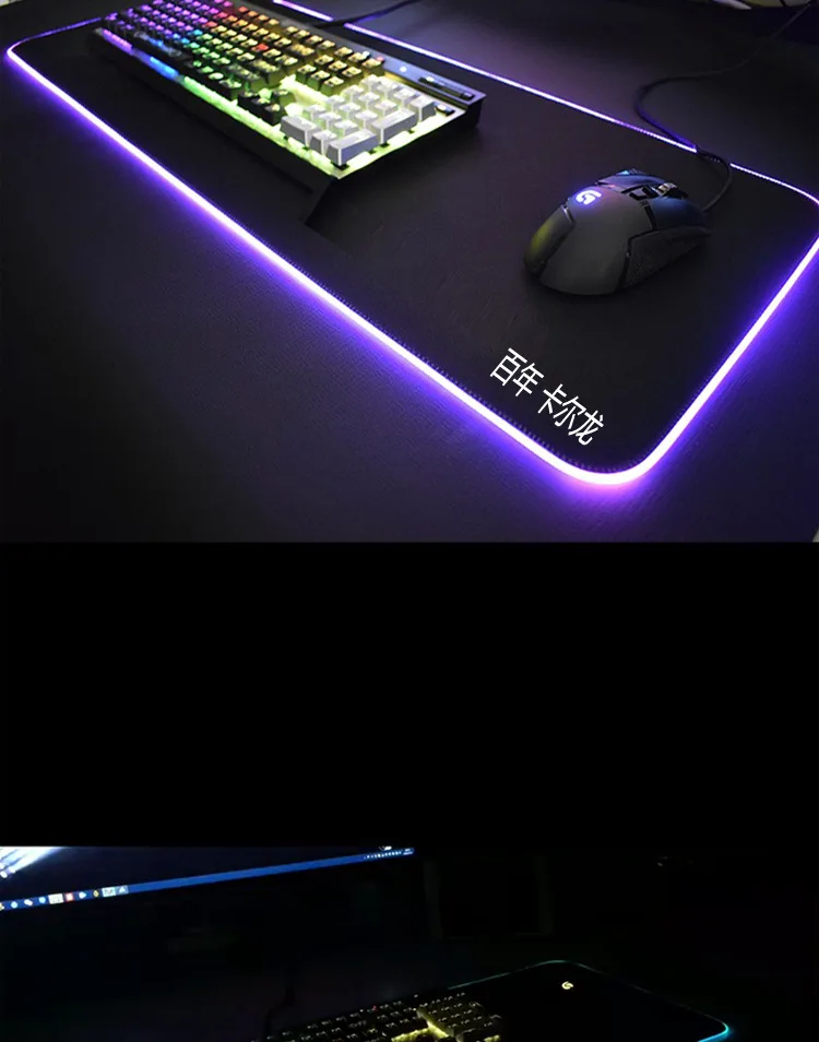 Большой размер игровой коврик для мыши Rgb пользовательский светодиодный коврик с цветным освещением натуральный каучук нескользящий Стильный коврик для клавиатуры пейзаж Звезда Луна летучая мышь 4