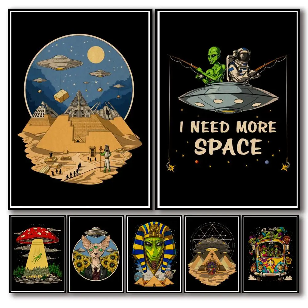 

Постеры с изображением космоса, инопланетянина, астронавта, аниме, Картина на холсте, ретро постер, Настенный декор, постер, Настенный декор, настенное искусство, картина, домашний декор