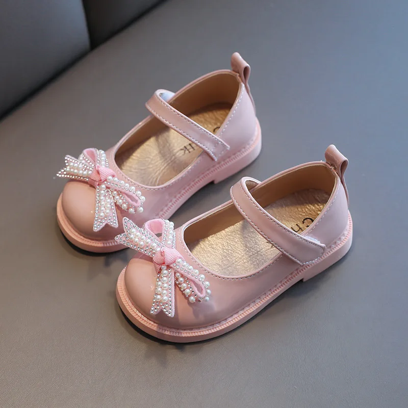 

Girls Performance Shoes Princess Shoes 2022 New Children Soft Sole Single Shoes Kids Casual Shoes Pearl Butterfly Cute 21-30