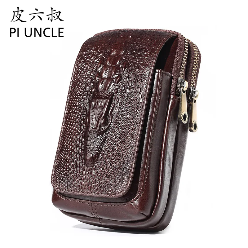 PI UNCLE брендовая трехслойная Повседневная Мужская поясная сумка из натуральной