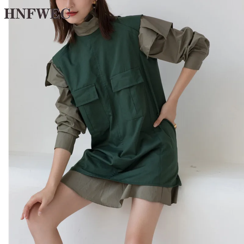 

Женское винтажное мини-платье с воротником «хомут» и длинным рукавом