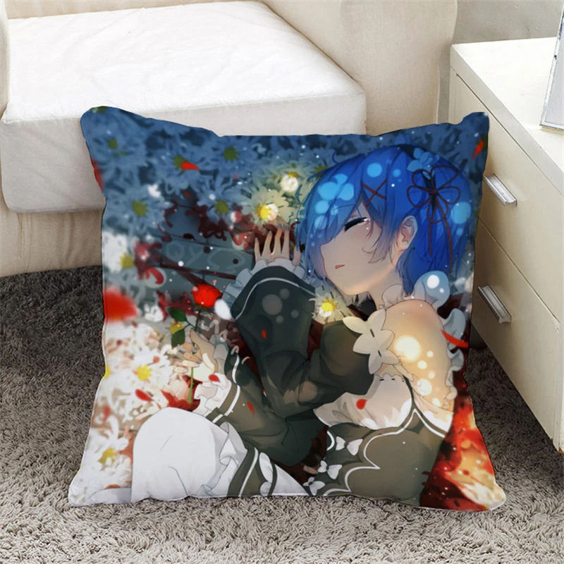 Аниме Re: Zero kara Hajimeru Isekai Seikatsu мультфильм рам и рем двухсторонний чехол для подушки