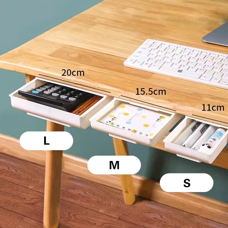 

Self Stick Pencil Tray Under Desk Drawer Organizer Table Storage Organizer Boxes Stand Self-adhesive Under-drawer Storage Box
