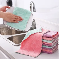 kitchen dish towels 2 layer coral velvet soft non stick oil cleaning cloths dish drying towels household kitchen cleaning cloths