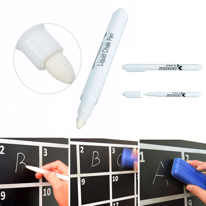 

1Pcs White Liquid Chalk Marker Pen Can Be Wiped Dust-Free Handwritten Blackboard Chalk Pens School Office Stationery
