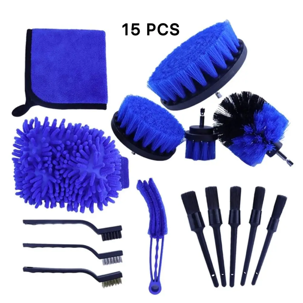 

15 Pcs Auto Detailing Brush Kit for Cleaning Wheels, Wire Brush Automotive Air Conditioner Brush Car Wash Supplies