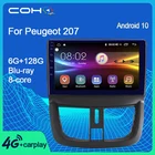 COHO для Peugeot 207 Car Multimidia плеер радио Gps Навигация стерео Ips экран Android 10 Восьмиядерный 6 + 128G