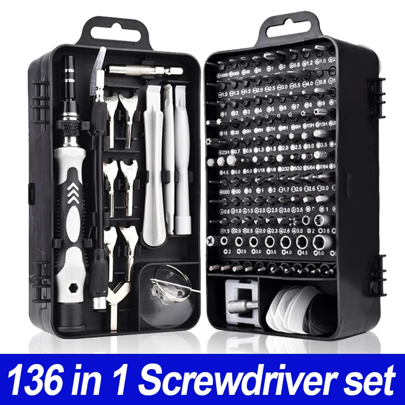 

Multifunction Screwdriver Set 135 in 1 Professional Hex Torx PH2 Tips Magnetic Bits Screw Driver Mini Tool Case for Repair