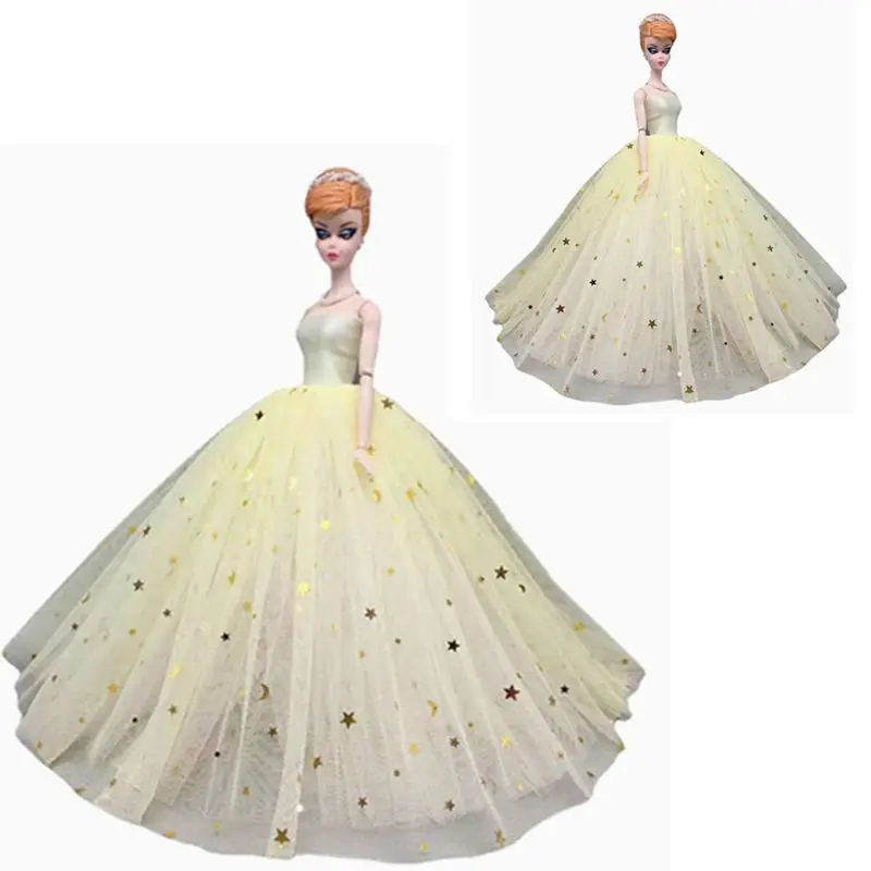 

Желтое свадебное платье с блестками для Барби Одежда для куклы Барби наряды Луна Звезда платье 1/6 аксессуары для шарнирных кукол детские иг...