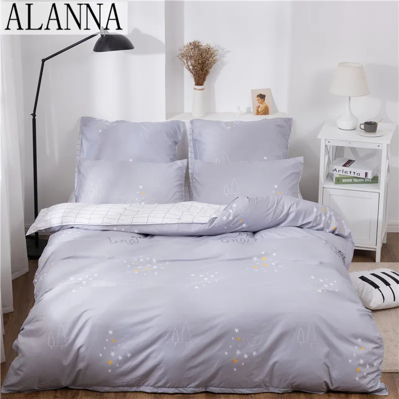 Alanna X-1021 Printed Solid bedding sets Home Bedding Set 4-7pcs High Quality Lovely Pattern with Star tree flower | Дом и сад