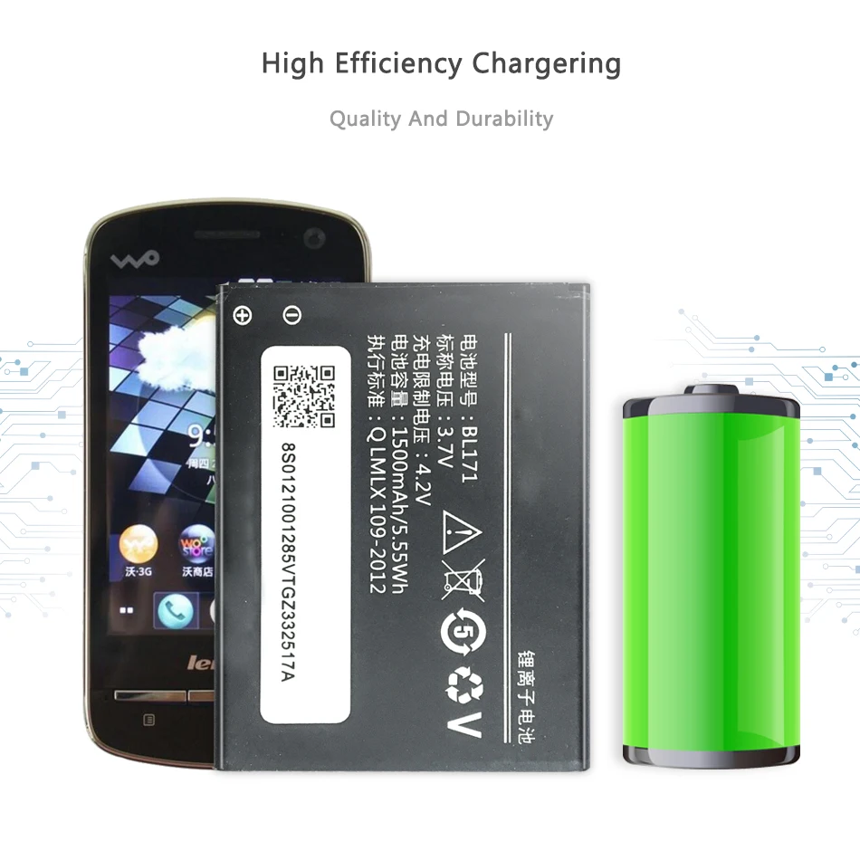 

BL171 Phone Replacement Battery For Lenovo A319 A60 A500 A65 A390 A368 A390T A356 A370E A376 with Track Code
