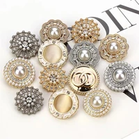 10pcs luxury clothes decoration pearl buttons embellishments for clothing fashion buttons with rhinestones golden blouse buttons