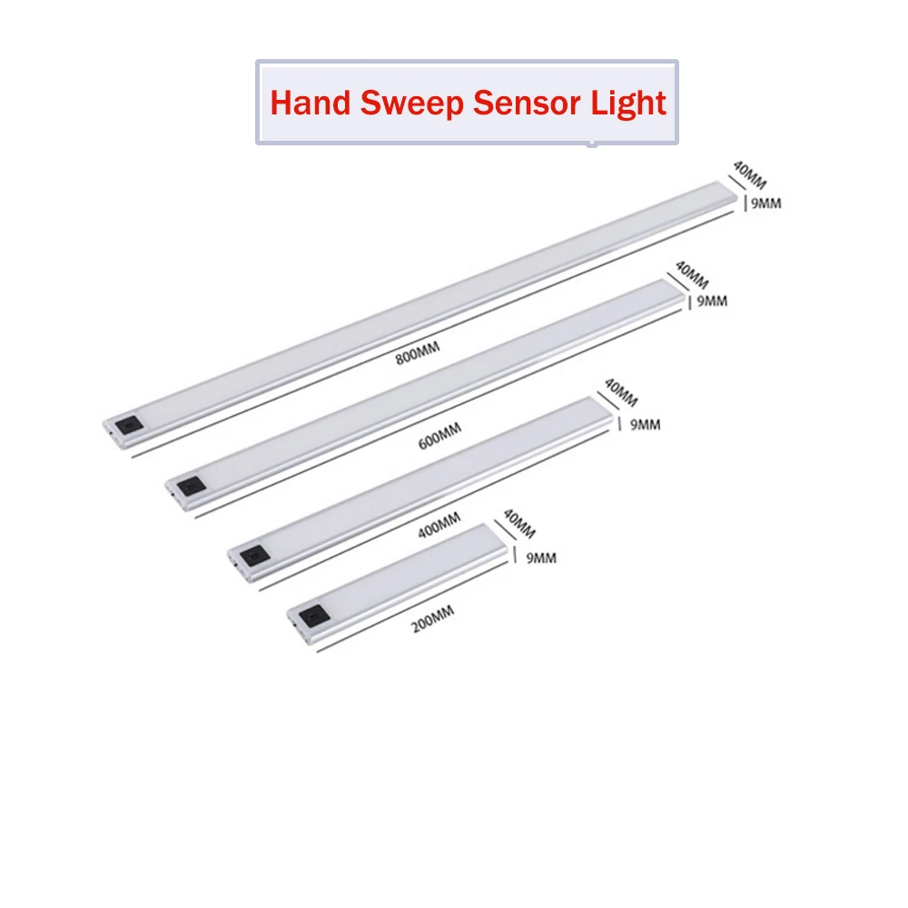 

20/40CM Under Cabinet Light Hand Sweep Sensor Thermal LED USB Rechargeable Ultra Thin Aluminum Shell Lamp Night Light