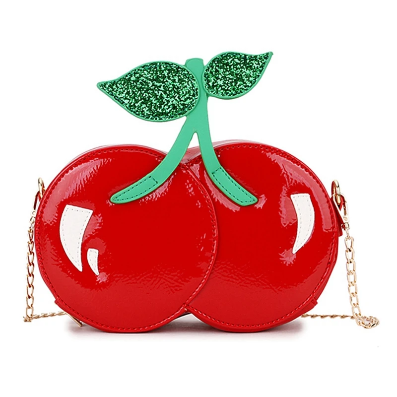 Fashion Cute Red Cherry Shoulder Bag Pu Leather Casual Chain Mini Messenger Girl'S Clutch |