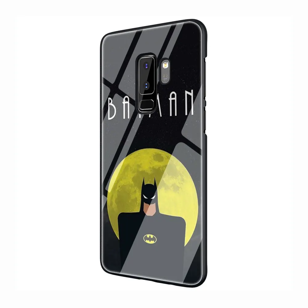 G9 Marvel Бэтмен логотип закаленное Стекло TPU черный чехол для Galaxy S7 Edge S8 S9 S10 Plus, Note 8, 9, 10, A10 20 30 40 50 60 70 - Цвет: G9