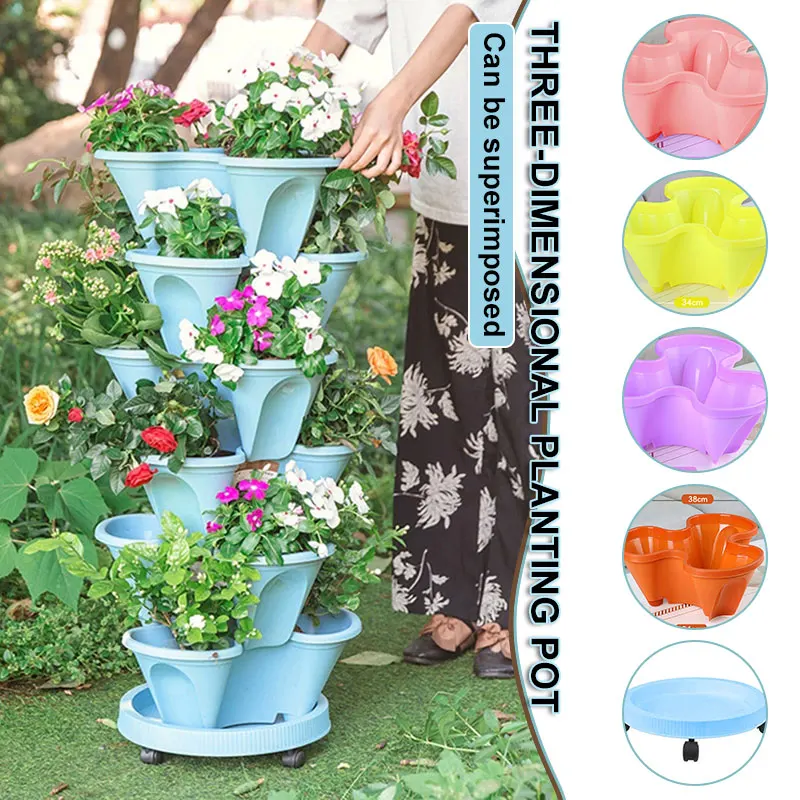 

Stack-Up Type Stereoscopic Flower Pot Plastic Stackable Vertical Flower Plant Pot Garden Home doniczki ogrodowe i donice maceta