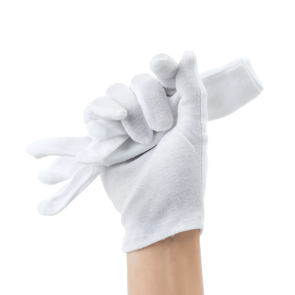 Плотные хлопковые перчатки 12 пар серебряные рабочие для проверки монет