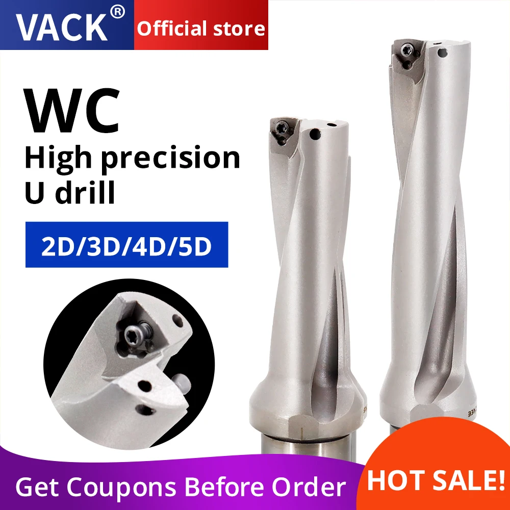 

VACK WC U Drill Indexable Insert Drills 2D 3D 4D H13 Steel Extended Flat Bottom Water Jet Bits Cnc Machine Lathe Drillining Tool