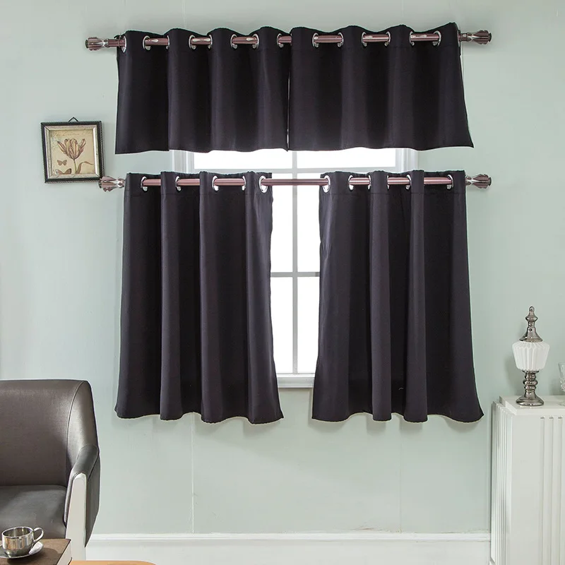 Black Curtain Panels for BedroomThermal Insulated Grommet Top Short Blackout Small Kitchen Window Drapery P092Z | Дом и сад