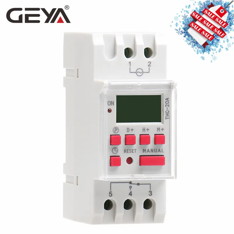 GEYA THC-20A программируемый таймер с батареей 7 дневный таймер обратного отсчета 20A ACDC 12V 24V110V 220V 240V