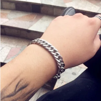 Модные мужские и женские браслеты в стиле панк из титановой стали простые ручной