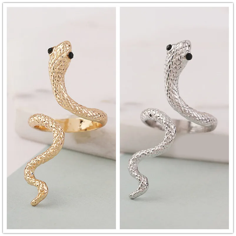 1 шт. панк женское мужское кольцо с открытым пальцем длинная змея пара