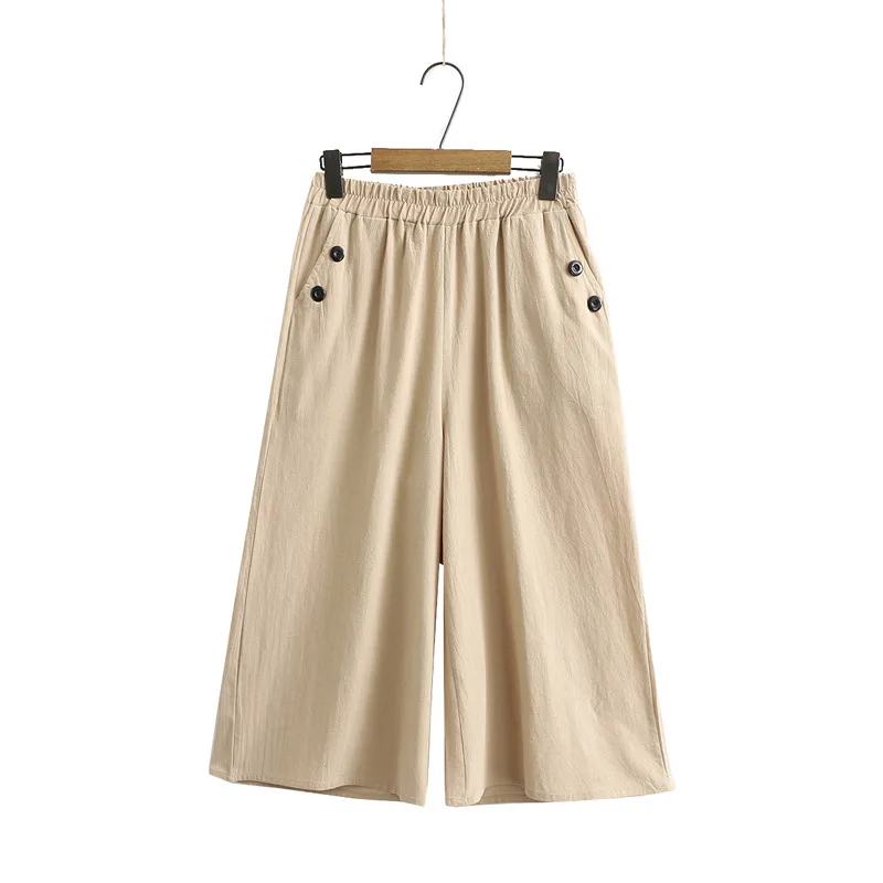 

Summer Casual Calf Length Pants 4XL Plus Size Women's Clothing Fashion Loose wash cotton Linen Cropped Trousers pants women