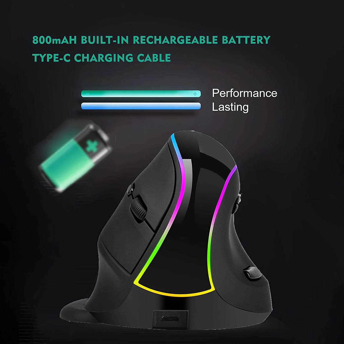 

Ergonomics Vertical Gaming Mouse 2.4GHz Mouse Ergonomic Design RGB Colorful Mouse