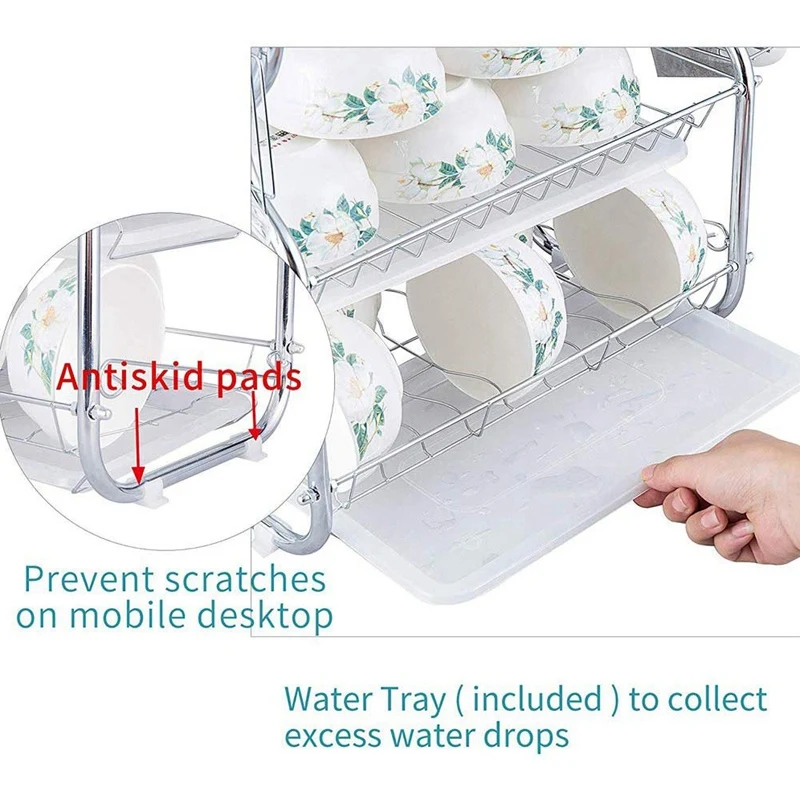 3 уровневая Подставка сушилка для посуды тарелка чашка столовые приборы