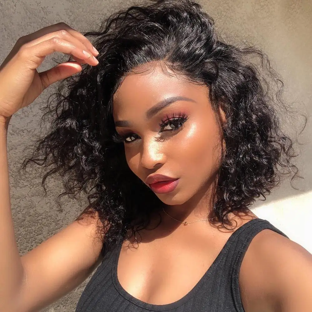 Water Wave Lace Front Wigs Human Hair Wigs For Black Women Short Bob Lace Wig With Baby Hair Pre Plucked Bleached Knots Eseewigs